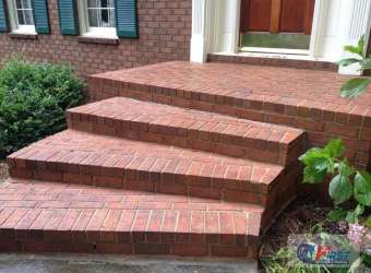 Clean brick steps after pressure washing