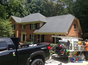 Clean shingle roof after roof cleaning