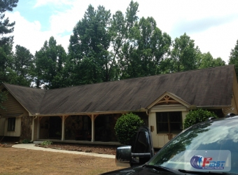 Dirty roof before roof cleaning