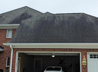 Dirty shingle roof before roof cleaning